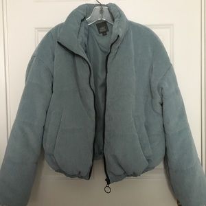 Corduroy Puffer Jacket Light Blue 
